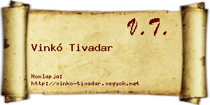 Vinkó Tivadar névjegykártya